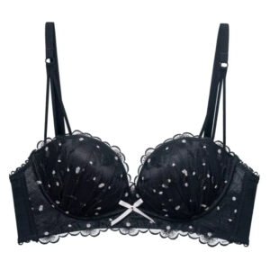 حمالة صدر دانتيل فرنسية مصممة MOYISU - Kawaii Push Up Bralette Wireless، ملابس داخلية مطرزة مضادة للترهل لمجموعة الشتاء المثيرة الصغيرة