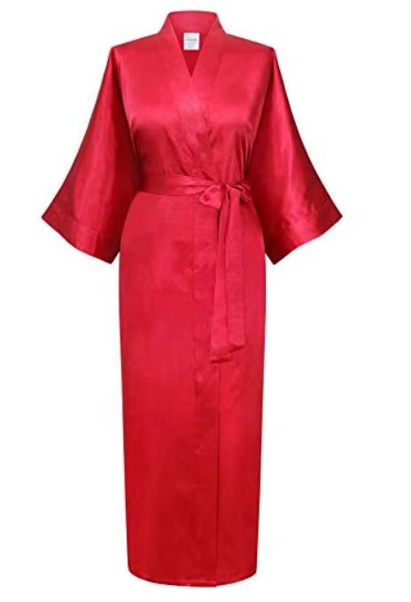 فستان زفاف طويل من الساتان والحرير للنساء ، كيمونو ، مقاس كبير XXXL ، روب حمام مثير لوصيفات العروس - الصورة 6