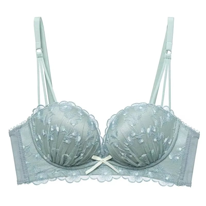 حمالة صدر دانتيل فرنسية مصممة MOYISU - Kawaii Push Up Bralette Wireless، ملابس داخلية مطرزة مضادة للترهل لمجموعة الشتاء المثيرة الصغيرة - الصورة 3