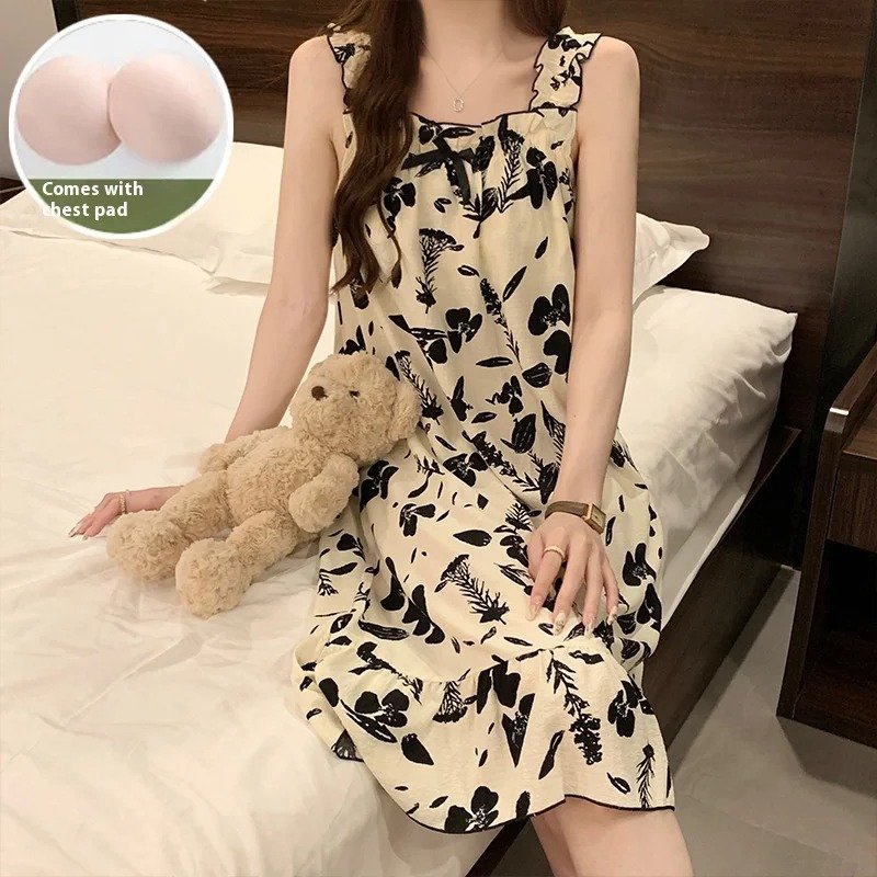 ثوب نوم نسائي بحمالة صدر مع وسادات حمالة صدر ، ثوب نوم للسيدات ، سترة صيفية ، يمكن ارتداؤها في الخارج ، ملابس منزلية - الصورة 7